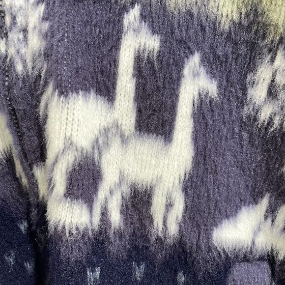 YARI Artesanias Wool Zip Coat Womens S Llama Snowflake Fair Isle Alpaca Blue - Picture 5 of 6